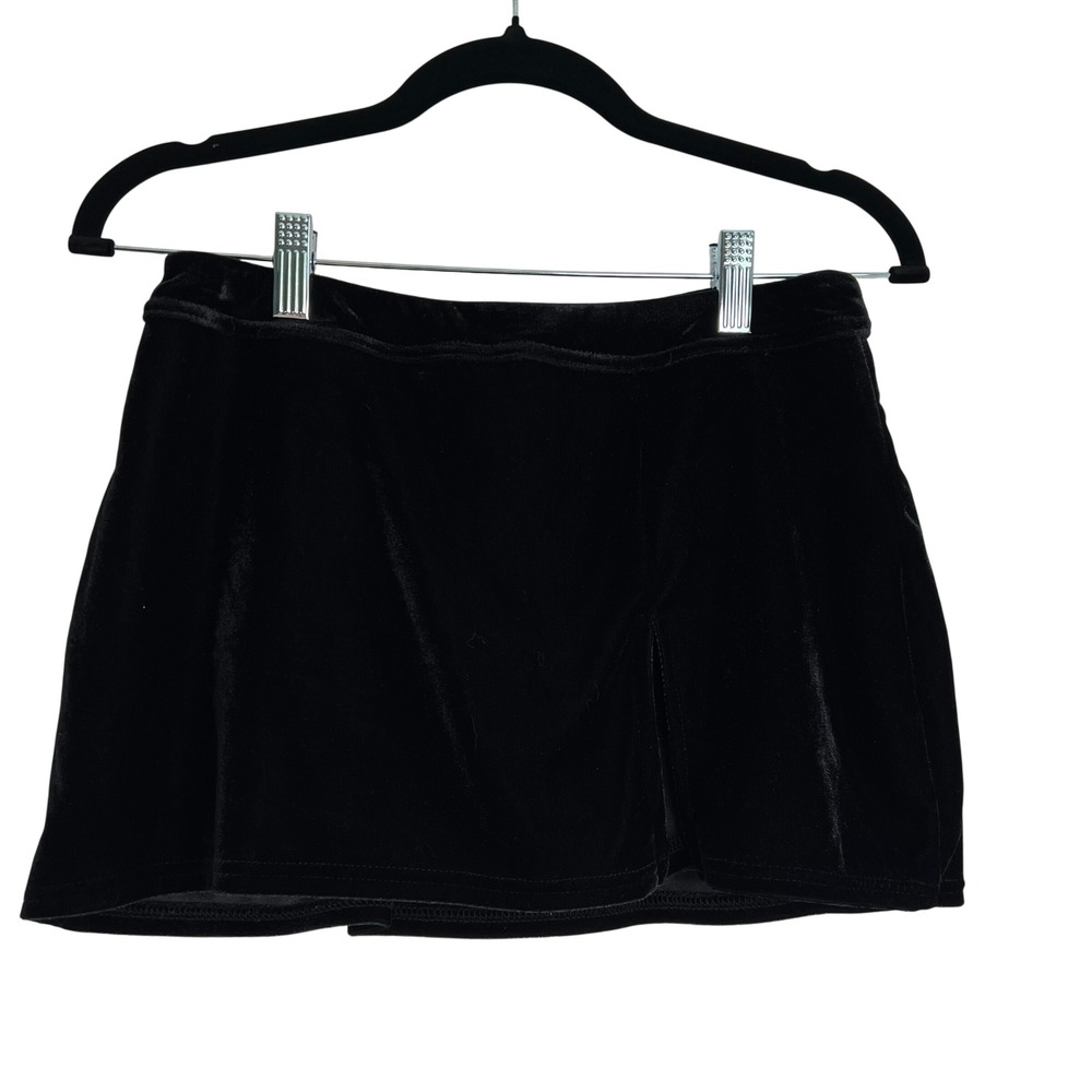 Urban Outfitters Y2K Micro Skort Black Velvet Mini Going Out Indie Sleaze Size M